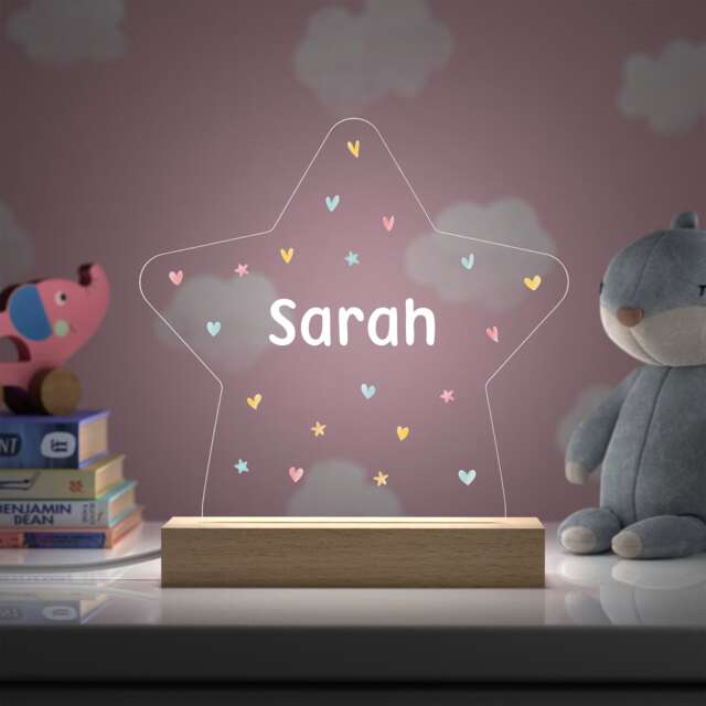 Personalised Star Night Light For Girls, Pink Name Lamp, Baby Gift, Childs Light, Girls Bedroom Decor, Girl Nursery, Sign - image 1