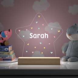 Personalised Star Night Light For Girls, Pink Name Lamp, Baby Gift, Childs Light, Girls Bedroom Decor, Girl Nursery, Sign - thumbnail 1