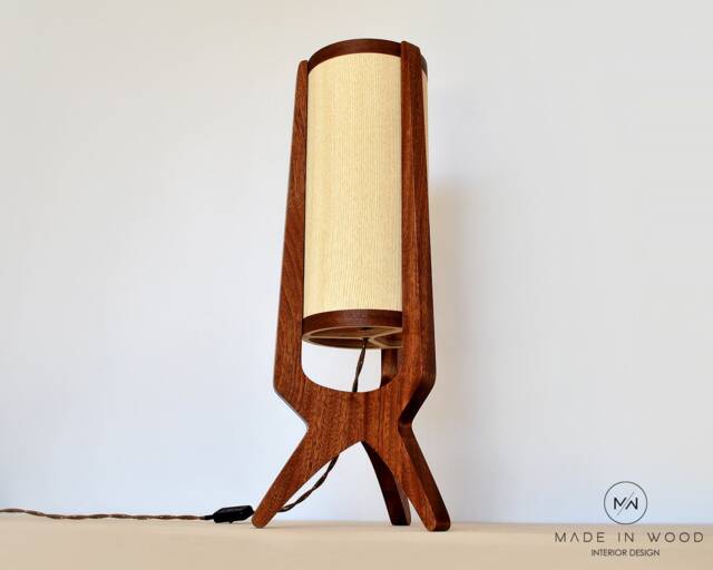 Table Lamp From Wood. Decorative Lighting, 70S Lighting Custom Design - image 1