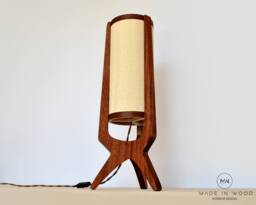 Table Lamp From Wood. Decorative Lighting, 70S Lighting Custom Design - thumbnail 1