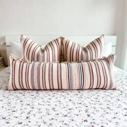 Handwoven Striped Pillow Cover Ethnic Textile, Bohemian Farmhouse Decor - thumbnail 1