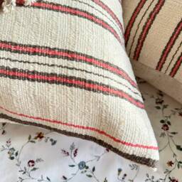 Handwoven Striped Pillow Cover Ethnic Textile, Bohemian Farmhouse Decor - thumbnail 3