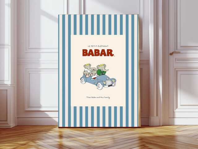 Babar The Elephant Car Print, Babar, Nursery Kids Bedroom, Girl, Boy, Playroom Wall Art, Decor, Art Decor, Baby Shower Gift - image 1