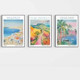 Set Of 3 Travel Prints, Any City Any Country City Prints Travel Poster Custom Personalised Wall Art Gift - thumbnail 2
