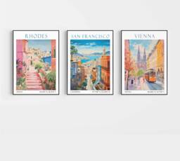 Set Of 3 Travel Prints, Any City Any Country City Prints Travel Poster Custom Personalised Wall Art Gift - thumbnail 1
