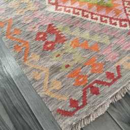 Handmade Afghan Kilim Rug, Geometric Tribal Design, Multicolour Artisan Persian Turkish Flatweave, Natural Wool, 158x96 cm - thumbnail 4