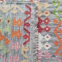 Handmade Afghan Kilim Rug, Geometric Tribal Design, Multicolour Artisan Persian Turkish Flatweave, Natural Wool, 158x96 cm - thumbnail 3