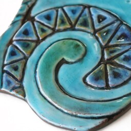 Cats Sculptures, Cat Art, Ceramic Cats, Wall Ornaments, Pair Of Deco, Contemporary Tile Designs, 26cm Turquoise - thumbnail 2