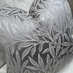 Decorative Cushion Cover, Leaf Design Pillow Silvery Grey Scatter Cover For Sofa Countryside Home - thumbnail 2