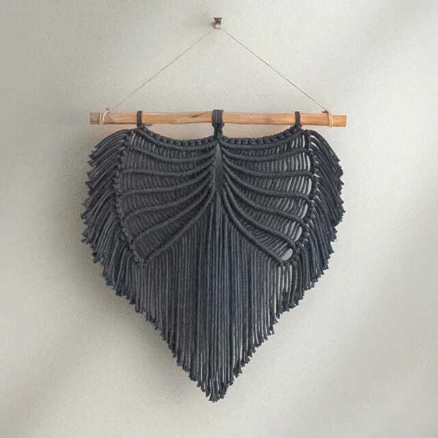 Dark Academia Macrame Wings Wall Hanging - Intellectual Gothic Halloween Decor U11 - image 1