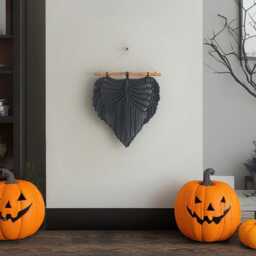 Dark Academia Macrame Wings Wall Hanging - Intellectual Gothic Halloween Decor U11 - thumbnail 4