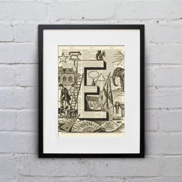 The Letter E Vintage French Alphabet - Shabby Chic Dictionary Page Book Art Print Dpfa005 - image 1
