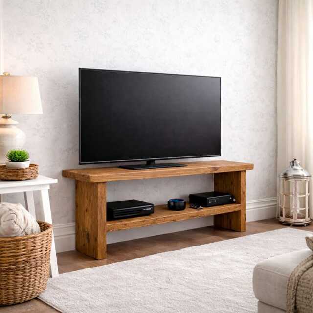 The Rustic Courtyard Tv Stand Shabby Chic Hand Crafted Solid Wood Pine Oak - image 1