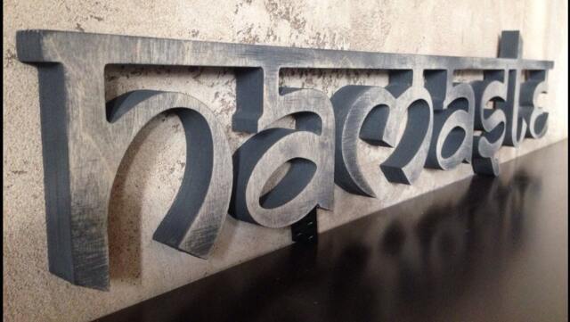 Boho Wood Wall Sign - Namaste Home Decor Sanskrit Wooden Yoga Room Meditation Art Rustic - image 1