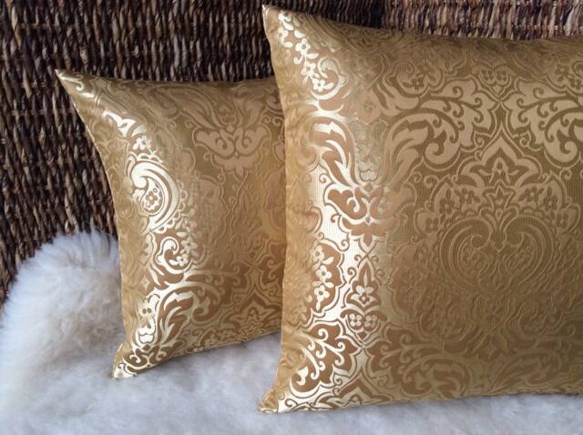 Decorative Cushion Palazzo Jacquard - Yellow Gold, 37 X 57 cm, Elegant Shine, Oriental Ornaments, High-Quality Designer Fabric, Cover Pillow - image 1