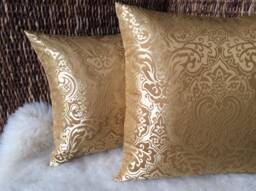 Decorative Cushion Palazzo Jacquard - Yellow Gold, 37 X 57 cm, Elegant Shine, Oriental Ornaments, High-Quality Designer Fabric, Cover Pillow