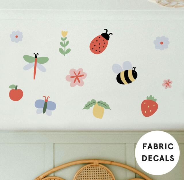 Large Colourful, Pastel Fabric Wall Stickers For Girls Nursery - Peel & Stick Removable Decals - image 1