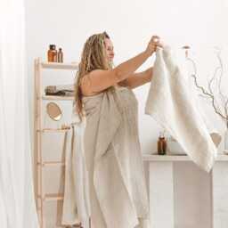 Oversized Linen Beach Towel, Sheet Lightweight Waffle, Quick Dry, Absorbent. Extra Large Summer Picnic Blanket. Bath Towel Set - thumbnail 3