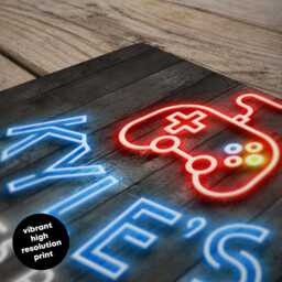 Personalised Games Room Sign - Custom Neon Style Wall Art Home Entertainment Decor in A5, A4, A3 - thumbnail 3