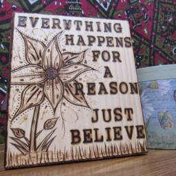 Everything Happens For A Reason Just Believe. Hanging Sign. Wall Decor. Work. Office. Studio - thumbnail 2