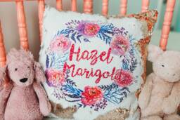 Sequin Pillow, Girls Babys Room Nursery Custom Name Baby Shower Gift - thumbnail 1