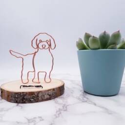 Wire Cavapoo Sculpture, Dog Memorial On Basswood Coaster - thumbnail 2