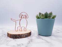 Wire Cavapoo Sculpture, Dog Memorial On Basswood Coaster - thumbnail 1