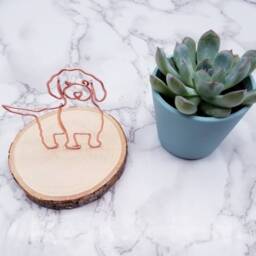 Wire Cavapoo Sculpture, Dog Memorial On Basswood Coaster - thumbnail 3