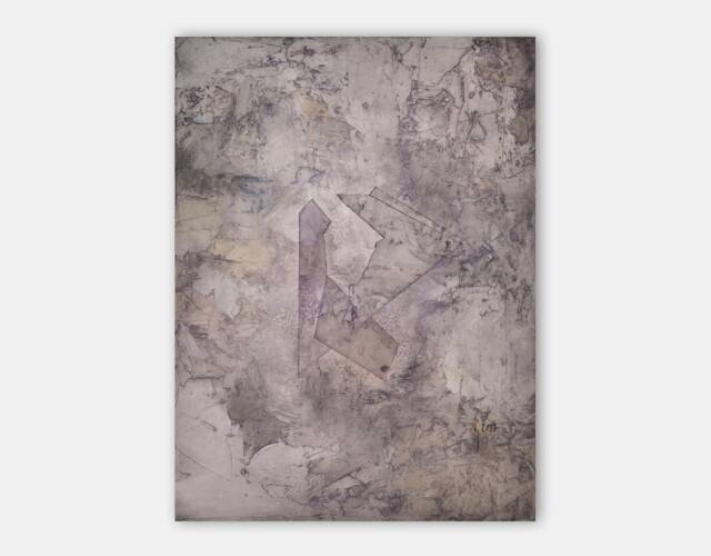 Small Abstract Oil Painting, Geometric Pink Beige Wall Art - image 1