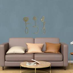 Minimalist Metal Flower Wall Art Modern Vase Decor, Set Of 3 - thumbnail 3