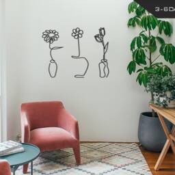 Minimalist Metal Flower Wall Art Modern Vase Decor, Set Of 3 - thumbnail 2