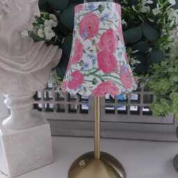 Cordless Touch Lamp. Beautiful Decoupaged Gisela Graham Inspired Pink Runuculus Usb Rechargeable Other Designs Available - thumbnail 2