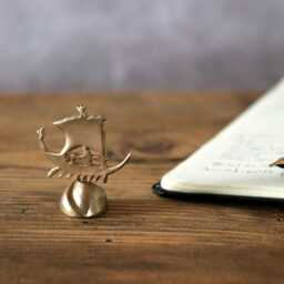 Ancient Trireme Brass Handcrafted Figurine - Small Ship Statuette - thumbnail 3