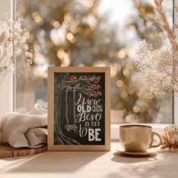 Chalkboard Wedding Art Print, Grow Old With Me Quote - thumbnail 4