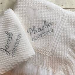 Personalised Baby Shawl Wrap Blanket Embroidered Newborn Gift New Baby - thumbnail 2