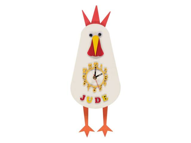 Chicken Personalised Wooden Pendulum Children's Clock - image 1