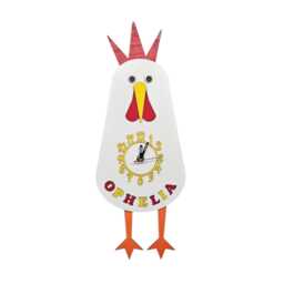 Chicken Personalised Wooden Pendulum Children's Clock - thumbnail 3