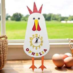 Chicken Personalised Wooden Pendulum Children's Clock - thumbnail 4