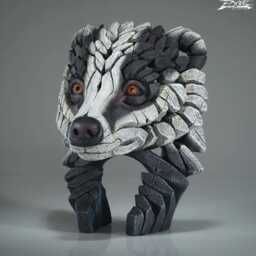 Badger Bust Sculpture - Hand Painted Wildlife Art Marble Dust & Resin Figurine Woodland Animal Decor Nature Lover Gift - thumbnail 2
