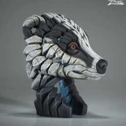 Badger Bust Sculpture - Hand Painted Wildlife Art Marble Dust & Resin Figurine Woodland Animal Decor Nature Lover Gift - thumbnail 4