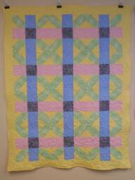 "Pastel Plaid Crib Quilt Soft Flannel Backed Throw - 48"" X 62"