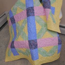 "Pastel Plaid Crib Quilt Soft Flannel Backed Throw - 48"" X 62" - thumbnail 4