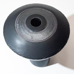 Hand Made Sculptural Domed Vase Form, Stoneware Fired in A Semi-Matte Black Glaze, With Circular Textured Manganese Oxide Decoration - thumbnail 3