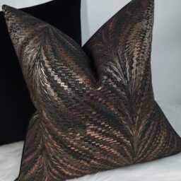 Luxury Luxor Bronze Metallic Cushion Cover Black & New Home Sofa & Bed Designer Handmade - thumbnail 2