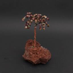Gemstone Watermelon Tourmaline Rainbow Color Canary Islands Palm Tree On Volcanic Lava Stone Lanzarote Sculpture - October Birthstone - thumbnail 4