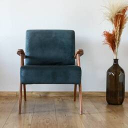 Mid Century Armchair Dark Grey Upholstery, Solid Beech Frame, Handmade - thumbnail 3