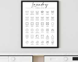 Laundry Symbols Guide Print, Minimalist Wall Art, Farmhouse - thumbnail 1