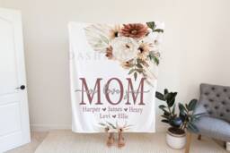 Christmas Blanket, Gift, Floral Style Personalized Mom Gift For Grandparent, Birthday - thumbnail 1