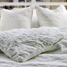 Optic White Linen Pillow Shams - Handmade Wrinkled Set Of 2 - thumbnail 3