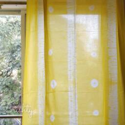 Yellow Tie Dyed Semi Sheer Curtains, Light & Bright Cotton Curtains - thumbnail 3